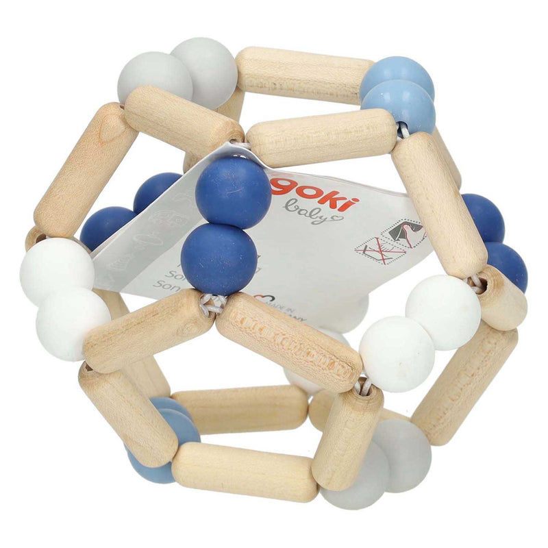 Load image into Gallery viewer, Goki houten grijpring elastische bal blauw
