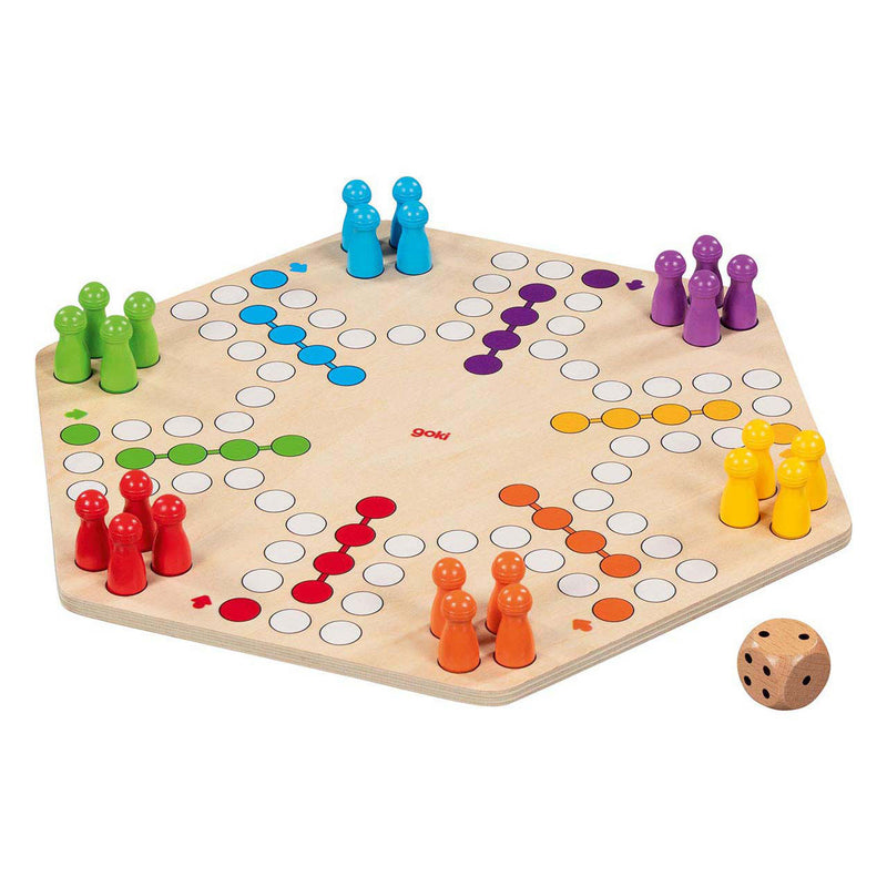 Load image into Gallery viewer, Goki houten ludo spel 6 spelers
