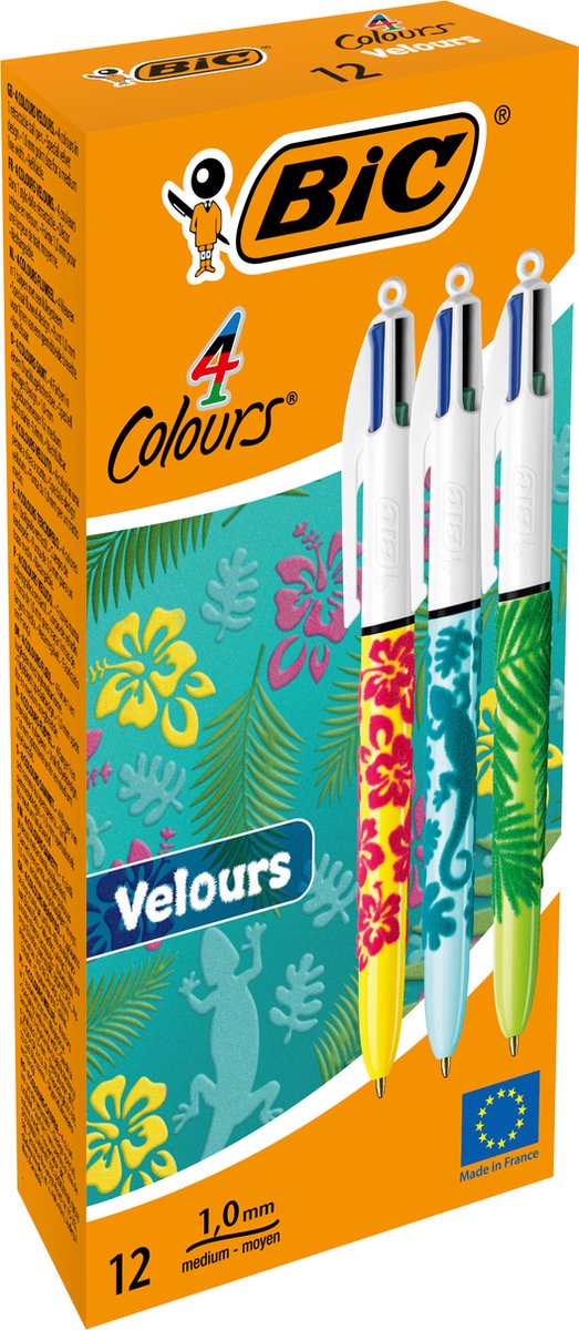 Bic balpen 4 colours velours 12 stuks