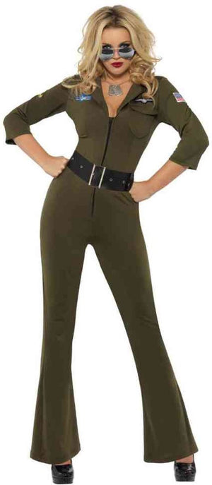Vegaoo hottie top gun™ pilotenkostuum voor dames - verkleedkleding - medium