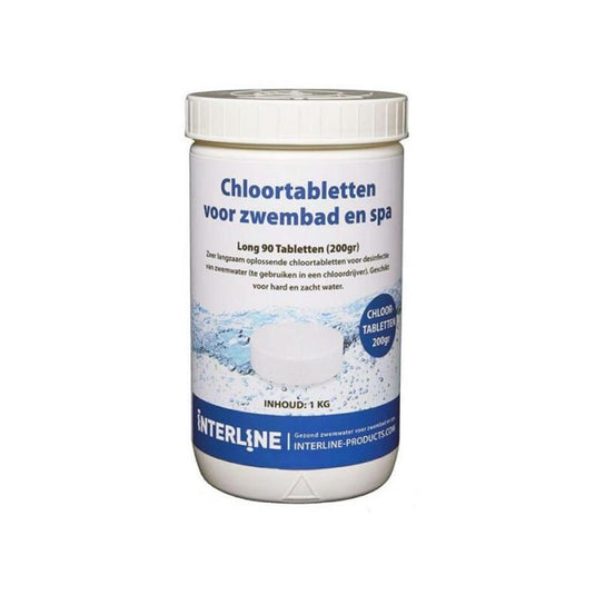 Interline chloortabletten groot a 200g long-90 verpakt in pot van 1kg
