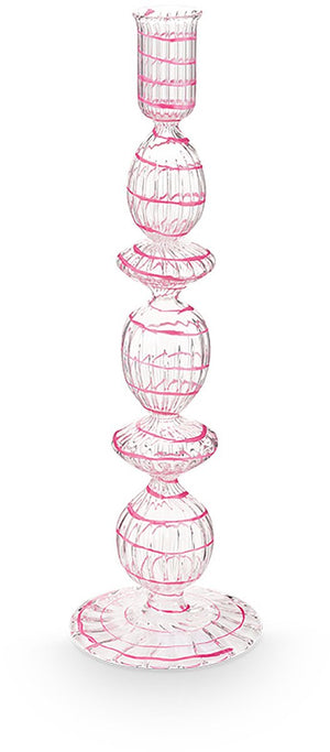 Pip studio - kandelaar - woonaccessoires - roze kaarsenhouder - glas swirl - 28cm