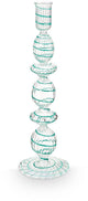 Pip studio - kandelaar - woonaccessoires - licht blauwe kaarsenhouder - glas swirl - 28cm