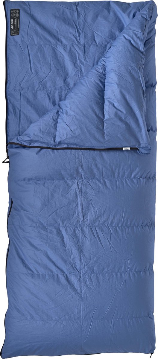 Lowland outdoor donzen slaapzak - junior - 160 x 70 cm - blauw - dons - katoen