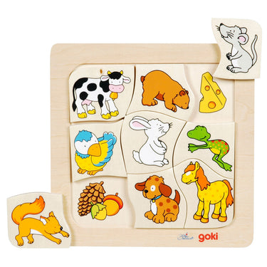 Goki houten legpuzzel wie eet wat?