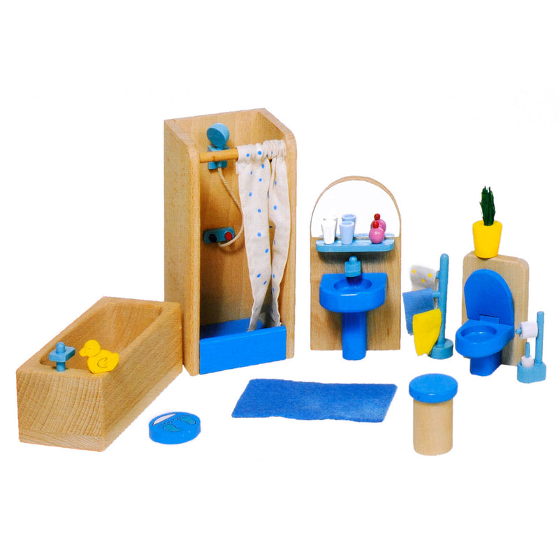 Load image into Gallery viewer, Goki poppenhuis meubeltjes badkamer
