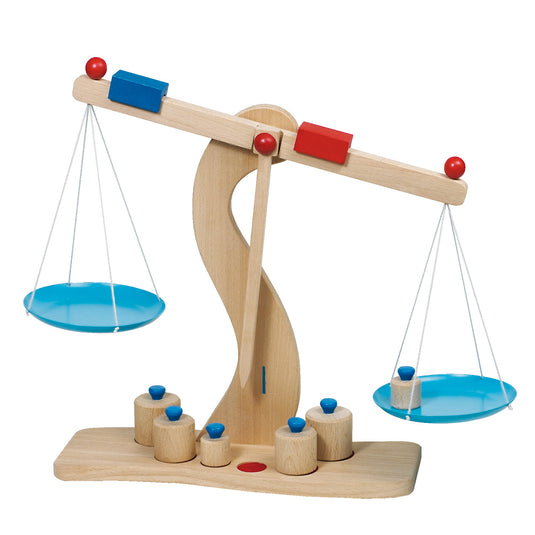 Goki houten weegschaal met gewichtjes