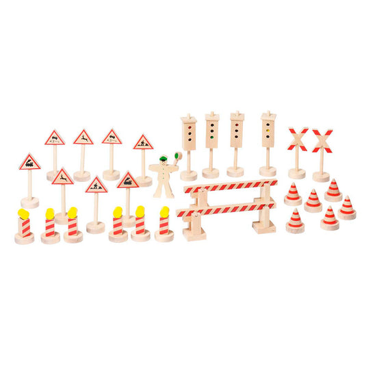 Goki houten verkeersbordenset, 29dlg.