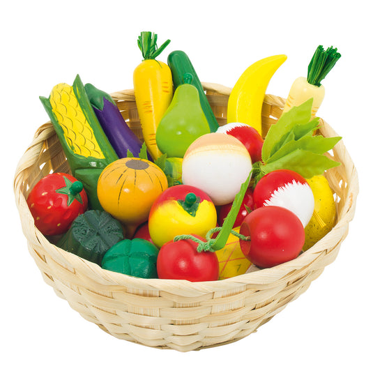Goki groenten en fruit in een mand, 23dlg.