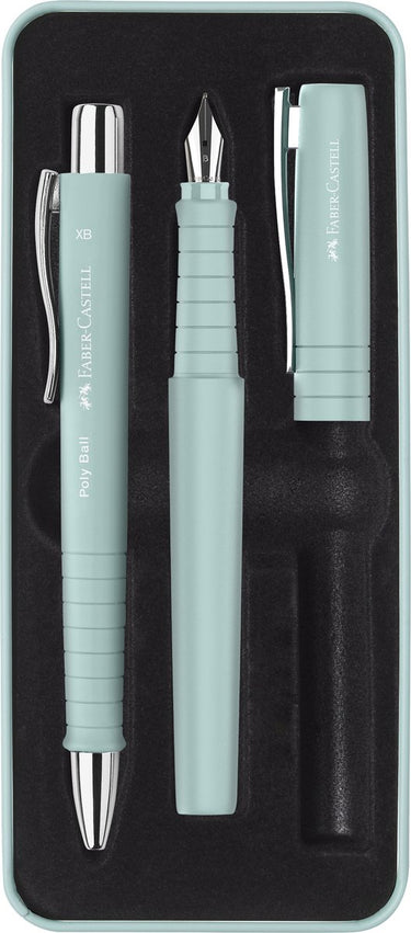Faber-castell giftbox poly pen - met balpen en vulpen - caribic blue - fc-241053