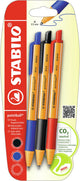 Stabilo pointball balpennen blauw zwart rood - 3dlg.