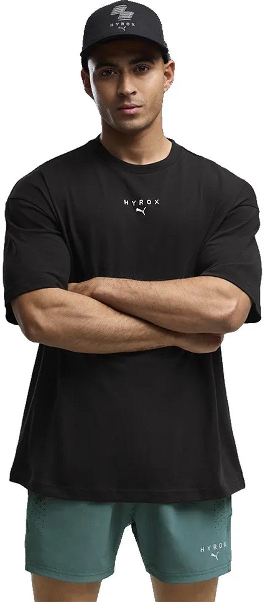 Puma x hyrox lifestyle t-shirt met korte mouwen zwart l man
