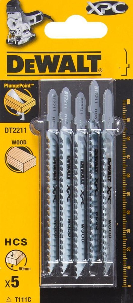 Dewalt dt2211-qz - hout jigsaw bladen - 100mm - plunge point™ - bimetal