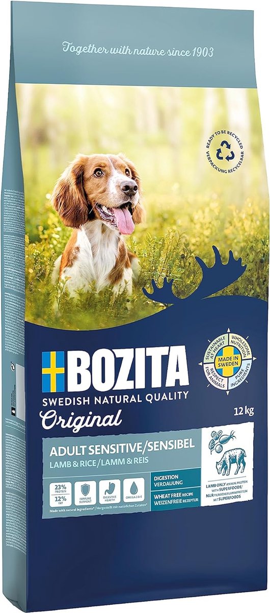 Bozita dog original adult sens. spijsvertering. lam - 12kg