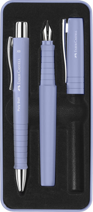 Faber-castell giftbox poly pen - met balpen en vulpen - pale iris - fc-241051