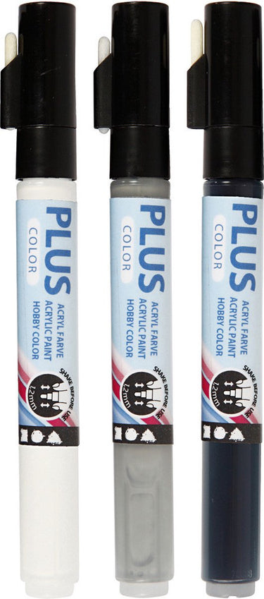 Creotime markerset plus color 1-2 mm gebroken wit- zwart- grijs