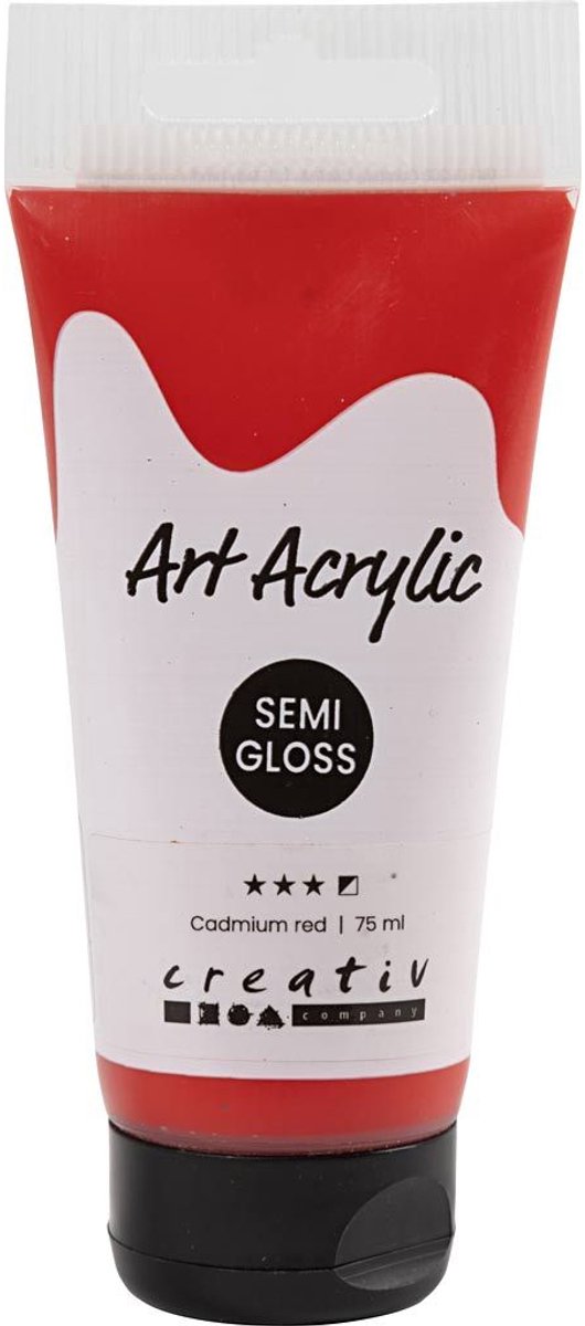 Pigment art acrylverf – rode verf – acrylaatverf – acrylic paint – hobbyverf – sneldrogende verf – dekkende verf – waterbasis verf – cadmium red – dekkend – – 75 ml