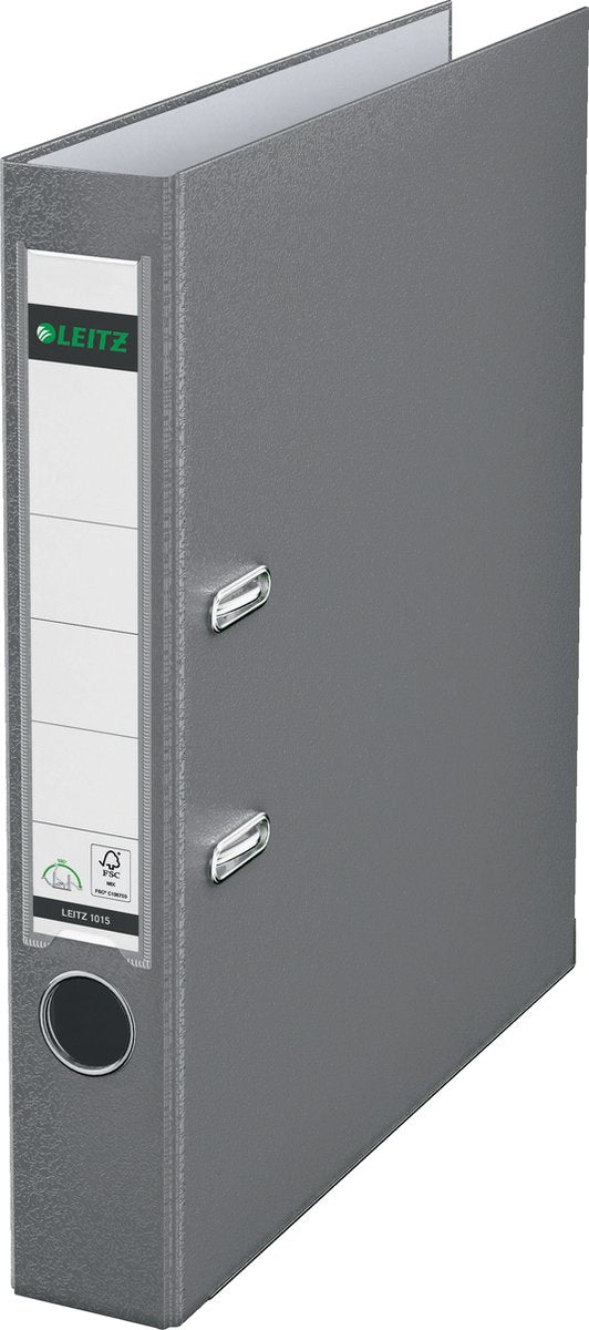 Leitz ordner 1015 plastic breedte 5,2cm grijs insteeketiket grijpgat