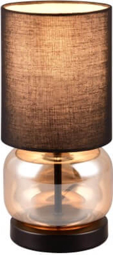 Trio elio - tafellamp - zwart mat - excl. 1x e27 40w - snoerschakelaar - amber glas