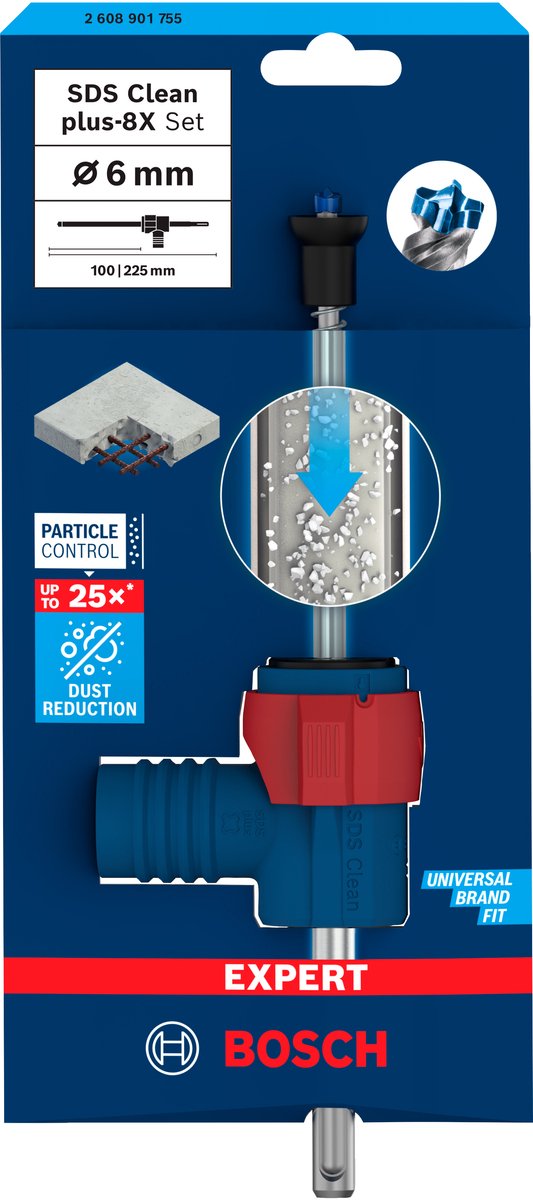 Bosch expert sds clean plus-8x hamerboor set 6 x 100 x 225
