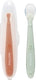 Nattou siliconen lepels voor kinderen - 2 stuks - 16 cm - transportdoos voor 1 lepel - bpa-vrij - groen beige