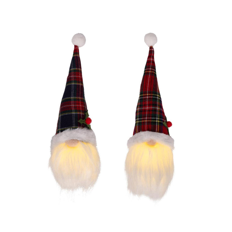 Chargez l'image dans la visionneuse de la galerie, Lumineo kersthanger gnoom led polyester 6x6x20cm warm wit 2 assorti
