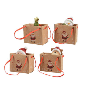 Decoris kerstfiguur in tasje terracotta 4x3,2x6,5cm 4 assorti