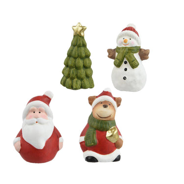 Decoris kerstfiguur in tasje terracotta 4x3,2x6,5cm 4 assorti