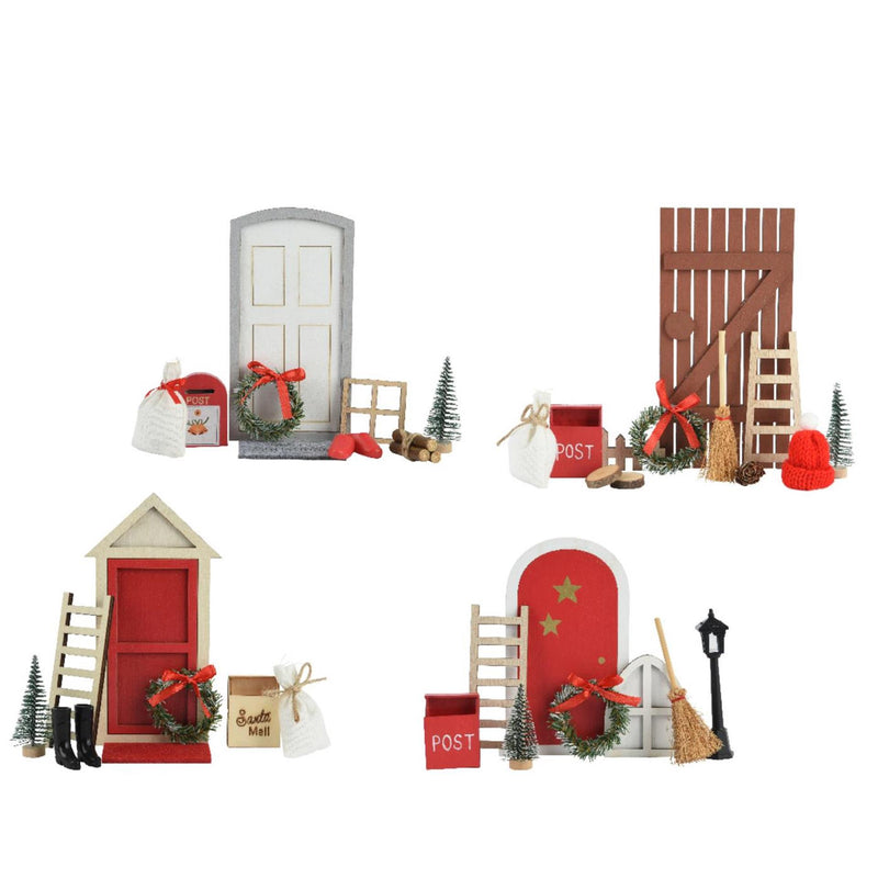 Laden Sie das Bild in Galerie -Viewer, Decoris kerstdorp accessoires set hout 15x6x24cm 4 assorti
