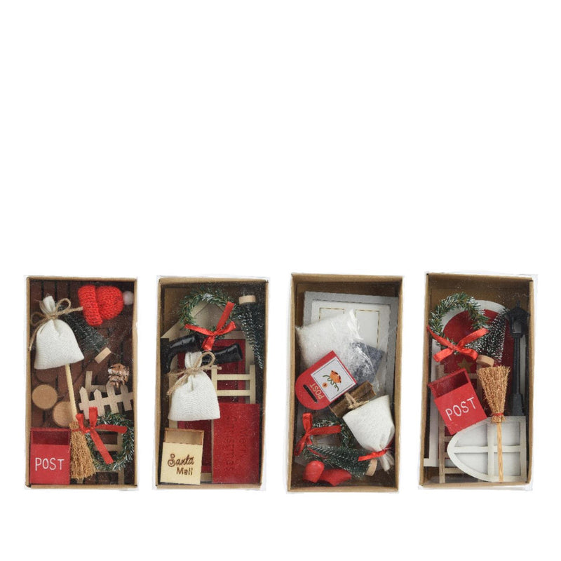 Laden Sie das Bild in Galerie -Viewer, Decoris kerstdorp accessoires set hout 15x6x24cm 4 assorti
