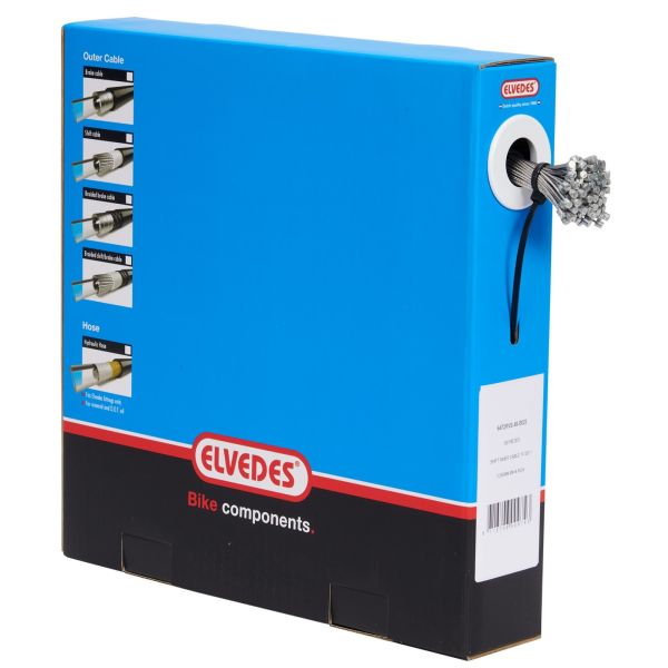 Load image into Gallery viewer, Elvedes schakel binnenkabel 2250 mm 7 x 7 draads rvs ø1,1 mm met n-nippel ø4,5 × 4,5 (doos à 50 stuks) - zilver
