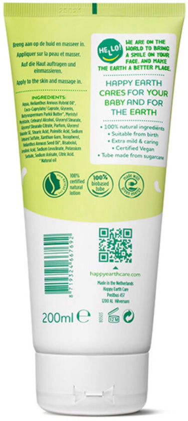 Happy earth baby kids 100% natuurlijke body lotion - 200 ml