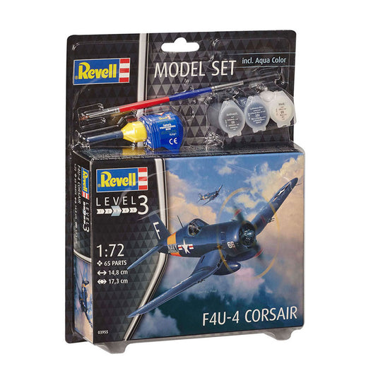 Revell model set f4u-4 corsair jachtvliegtuig - incl. basiskleuren verf