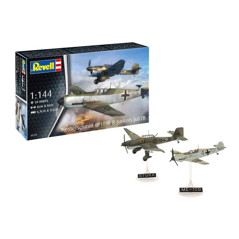 Load image into Gallery viewer, Revell modelbouwpakket - messerschmitt bf109e junkers ju87b 1:144 - 39dlg.
