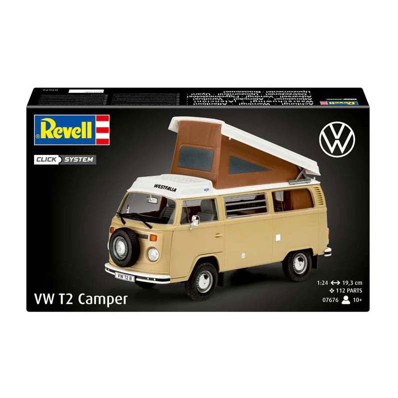 Afbeelding laden in galerijviewer, Revell modelbouwpakket auto - 07676 volkswagen vw t2 camper bus - easy click system plastic - 1:24 - modelbouw
