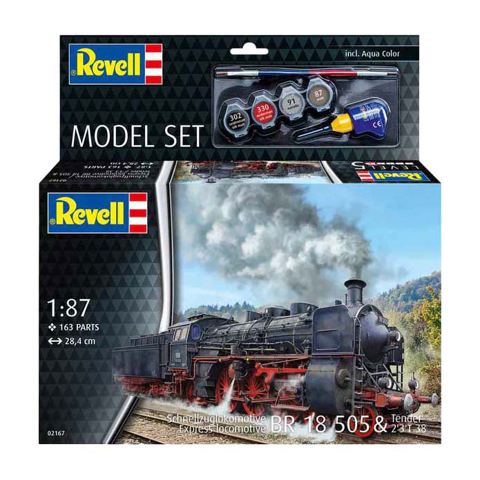 Load image into Gallery viewer, Revell modelbouwpakket - schnellzuglokomotive br18505 with tender 1:87 - 163dlg. - incl. basiskleuren verf
