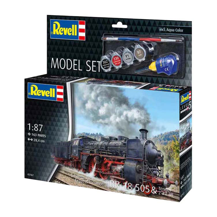 Load image into Gallery viewer, Revell modelbouwpakket - schnellzuglokomotive br18505 with tender 1:87 - 163dlg. - incl. basiskleuren verf
