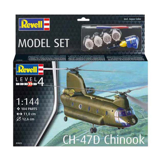 Revell modelbouwpakket - ch-47d chinook 1:144 - 104dlg. - incl. basiskleuren verf
