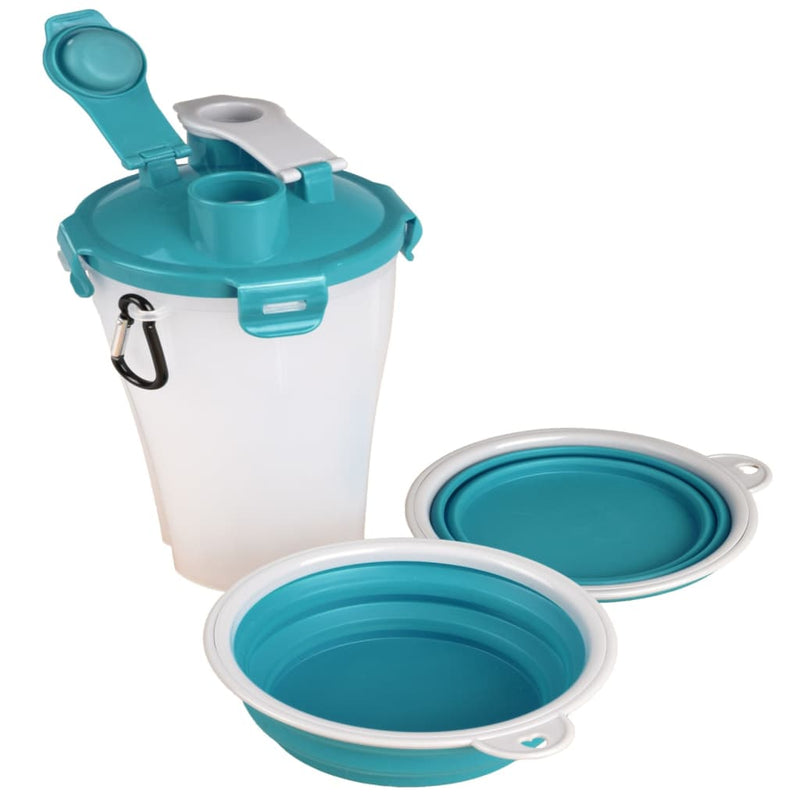 Load image into Gallery viewer, Flamingo flamingo huisdierenreisbeker 2-in-1 trinka blauw en grijs
