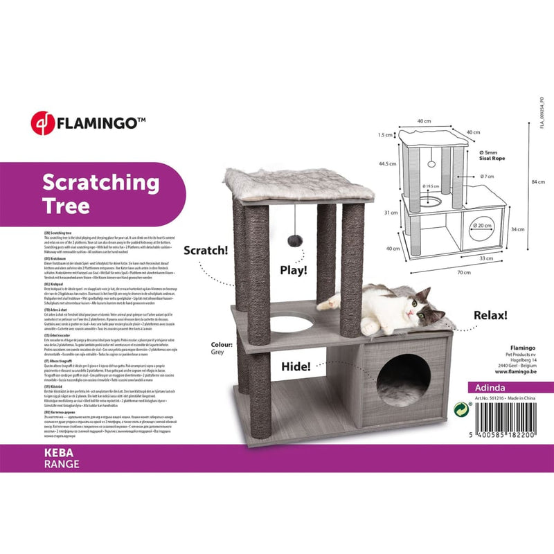 Load image into Gallery viewer, FLAMINGO FLAMINGO Kattenmeubel Adinda 70x40x84 cm grijs
