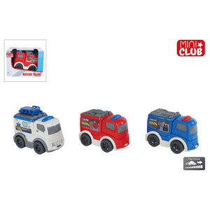 Mini club rescue voertuig free wheel 8cm 3 assorti