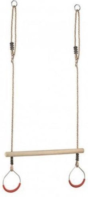 Kbt ringtrapeze hout met metalen ringen rood