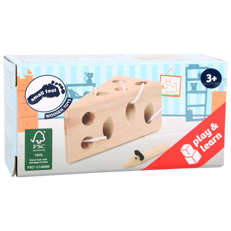 Afbeelding laden in galerijviewer, Small foot - kaas en muis houten rijgspel
