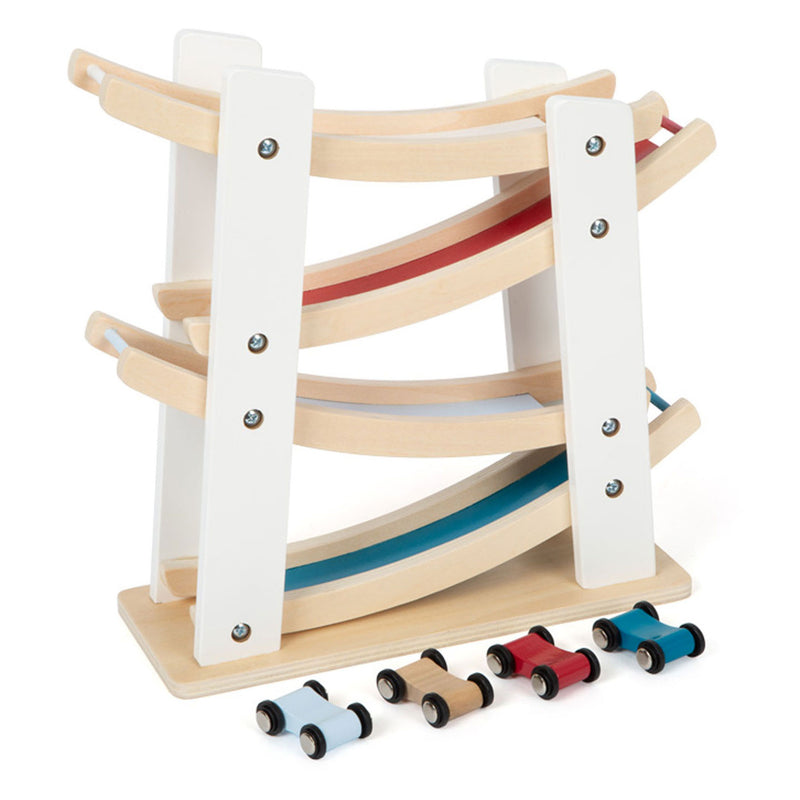 Load image into Gallery viewer, Small foot - houten autobaan met 4 auto's
