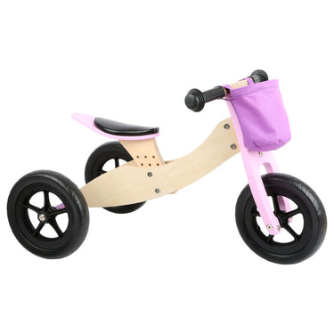 Small foot - houten driewieler en loopfiets 2in1 maxi roze
