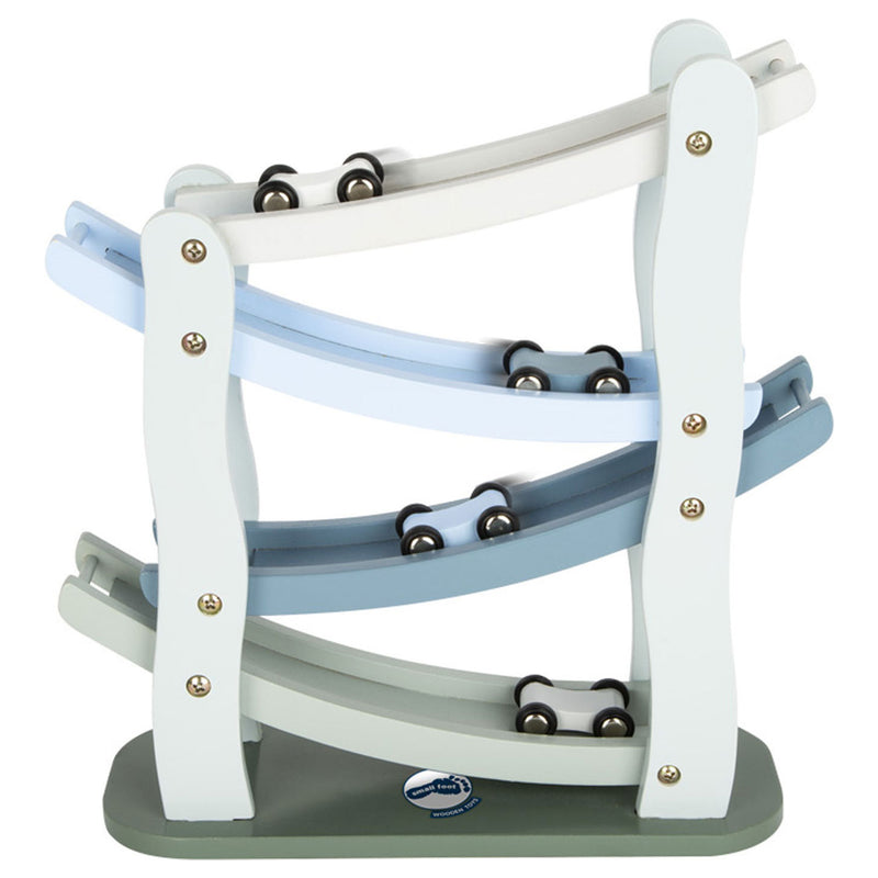 Afbeelding laden in galerijviewer, Small foot - houten autobaan blauw met 4 auto's
