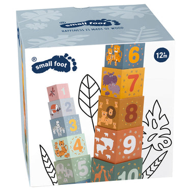 Small foot - stapelblokken safari karton, 10dlg.