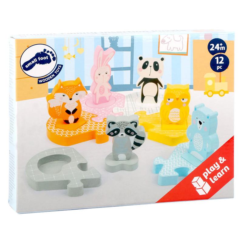 Afbeelding laden in galerijviewer, Small foot - houten vormenpuzzel dieren
