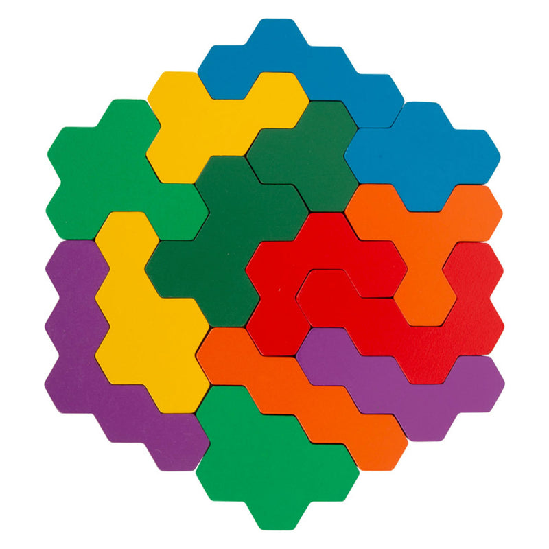 Afbeelding laden in galerijviewer, Small foot - houten vormenpuzzel hexagon
