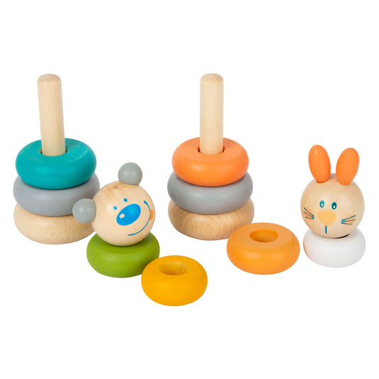 Small foot - houten stapeltoren dier pastel, 6dlg.